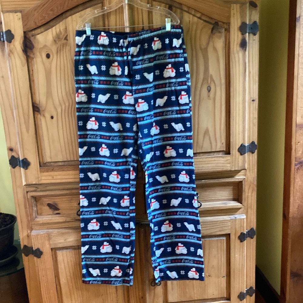 Men Coca Cola blue white polar bears lounge pajama pants size XL